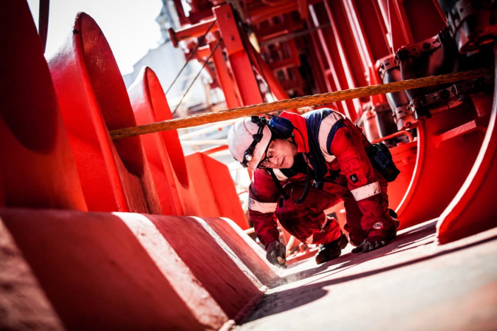 Man working at oil rig